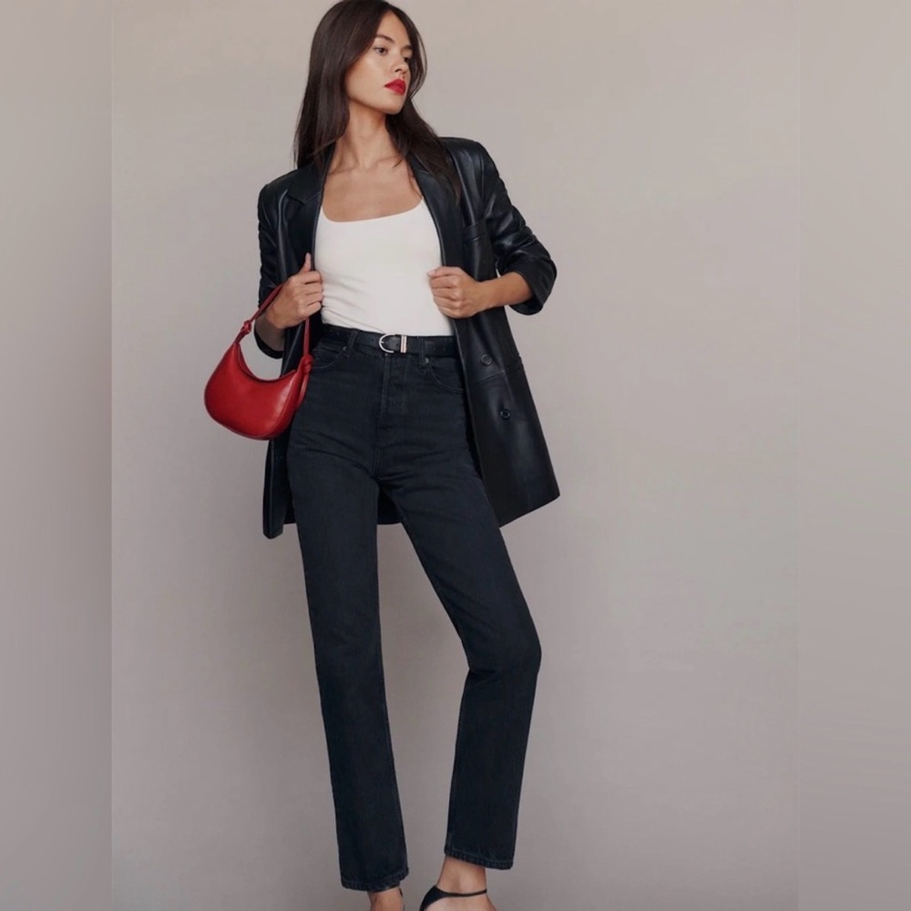 Reformation High-Rise Straight Jeans in Black